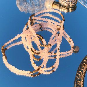 LIGHT PINK & GOLD 5 PIECE BRACELET SET🌷🌸🌺